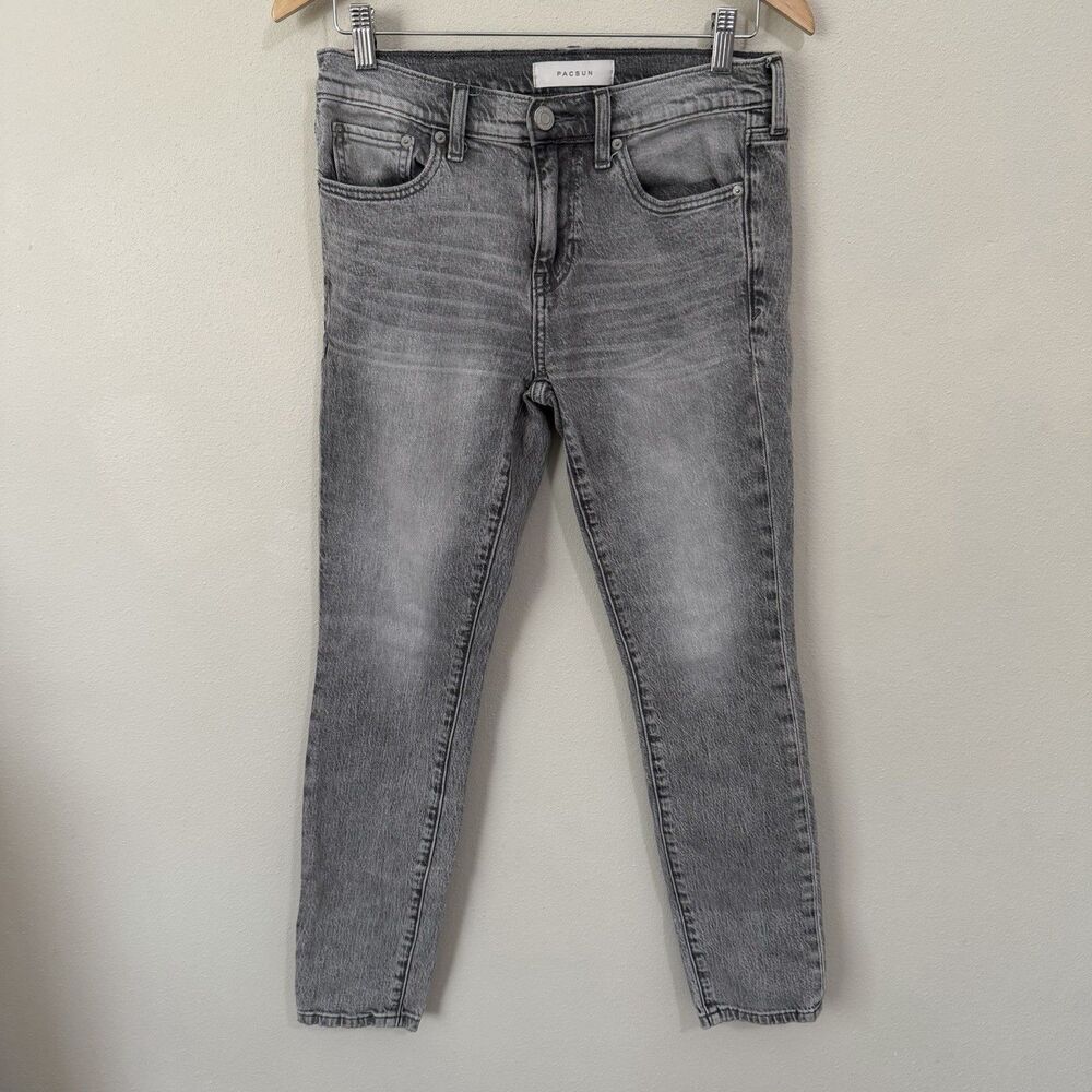 PacSun Stacked Skinny Jeans Size 28x32 Distressed Black Gray Pants